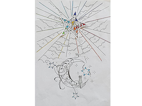 Sanna's eigen ontwerp Maan met ster